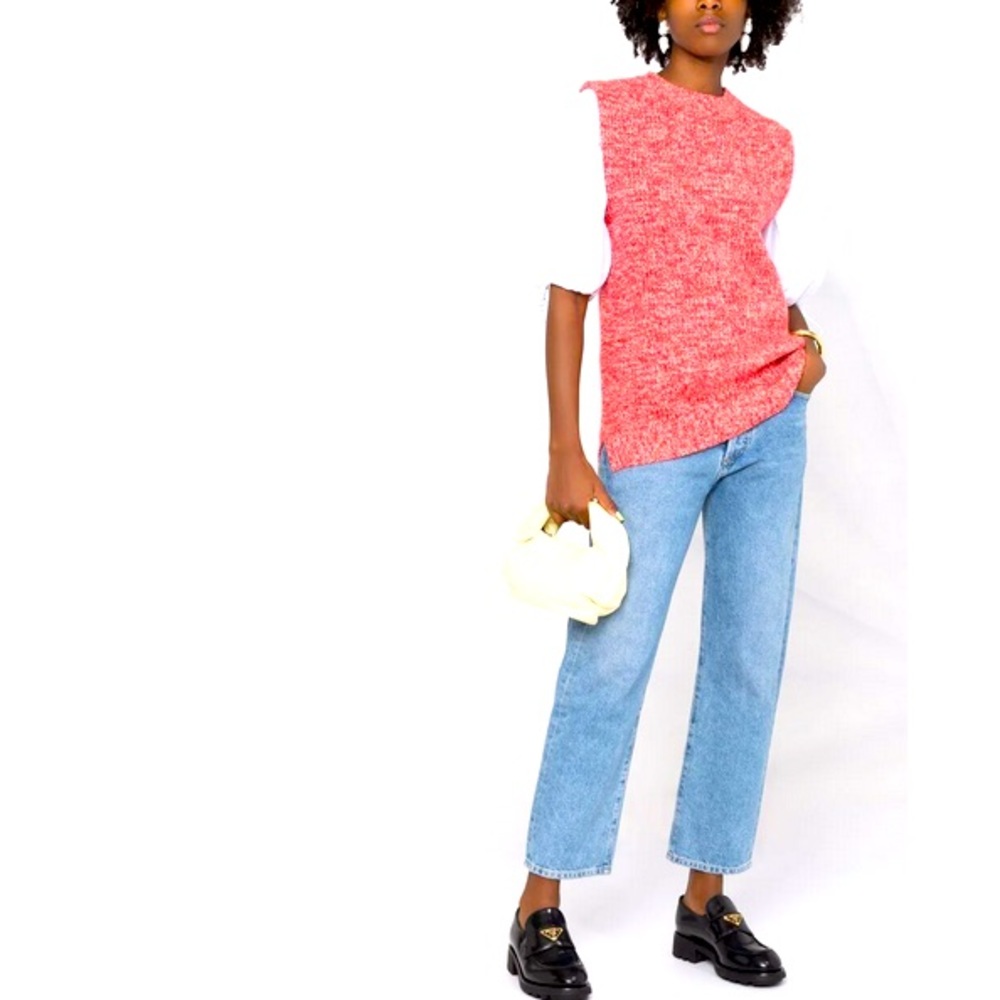 NEW! GANNI Merino Wool & Cashmere Sweater Vest Flame Scarlet XS  NWT